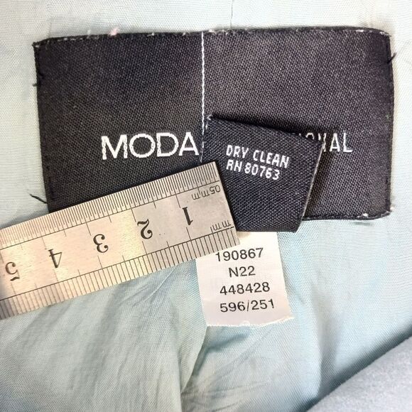 MODA INTERNATIONAL Velvet Jacket Double Breasted Pastel Blue Cropped Size XS - Picture 7 of 11